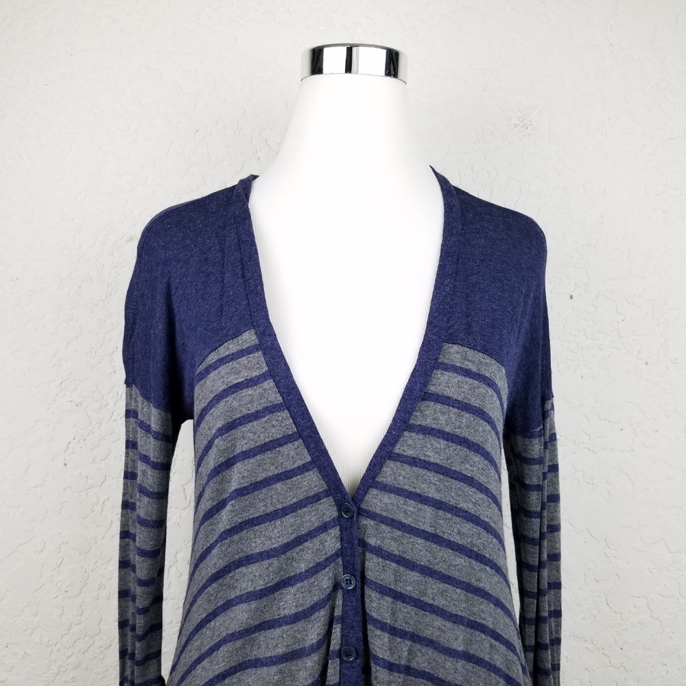 Splendid Cardigan Sweater Size S Navy Blue grey St - Picture 2 of 6